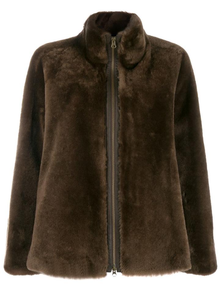 Aspesi Loose-fit Shearling Jacket - Brown