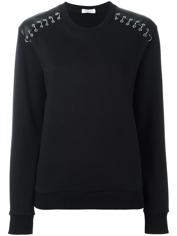 Mugler Piercing Detail Sweatshirt, Women's, Size: Small, Black, Cotton/brass