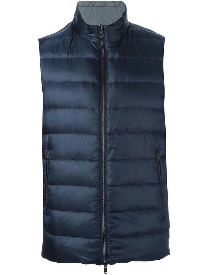 Herno Sleeveless Jacket, Men's, Size: 52, Blue, Polyamide/polyester/feather Down