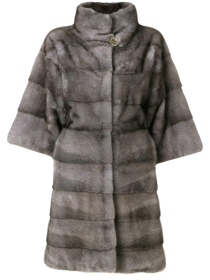 Liska Ribbed Fur Coat - Blue