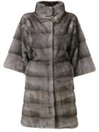 Liska Ribbed Fur Coat - Blue