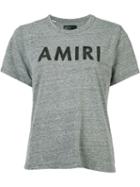 Amiri Logo Print Destroyed T-shirt, Women's, Size: Large, Grey, Polyester/cotton/rayon
