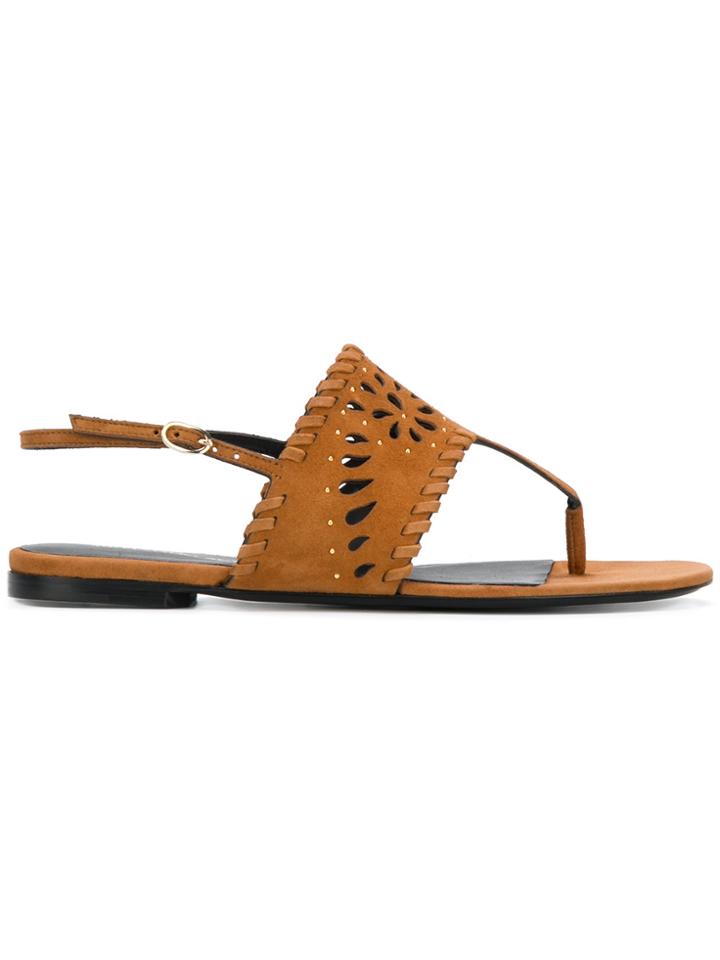 Ermanno Scervino Whipstitch Sandals - Brown