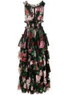 Dolce & Gabbana Floral Print Evening Dress - Black