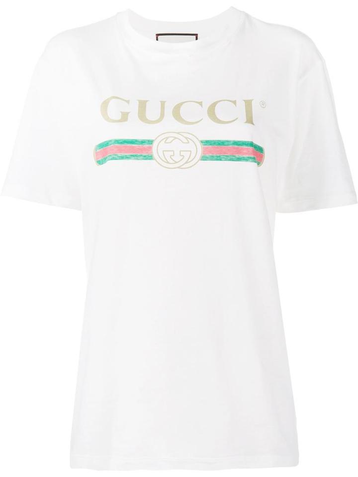 Gucci - Gucci Print T-shirt - Women - Cotton - L, White, Cotton