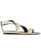 Stella Mccartney Python-embossed Crossover Sandals - Nude & Neutrals