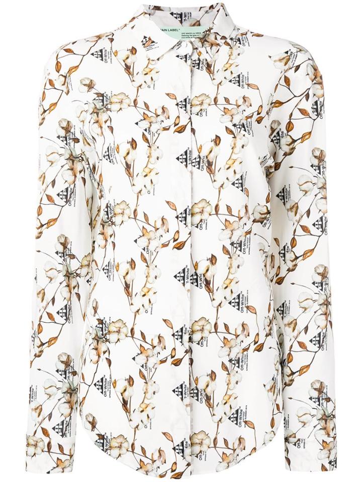 Off-white Cotton Flower Shirt