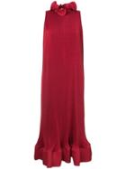 Tibi Pleated Sleeveless Dress With Removable Belt - Red