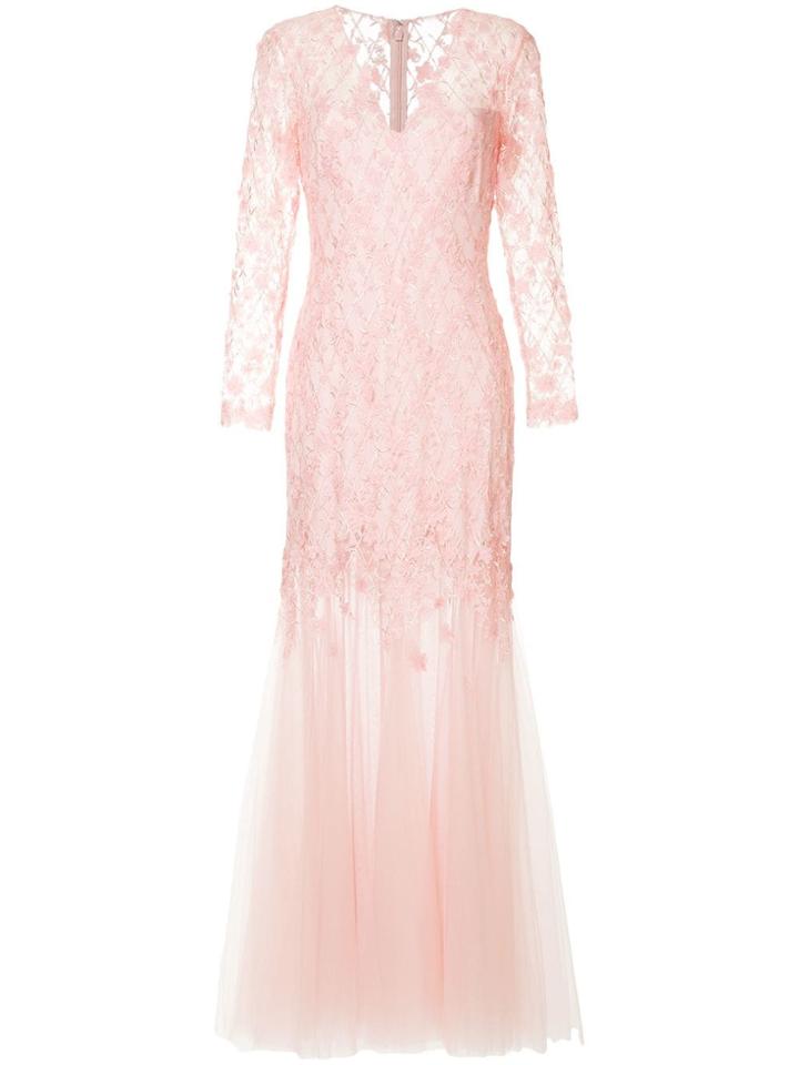 Tadashi Shoji Lace Maxi Gown - Pink & Purple