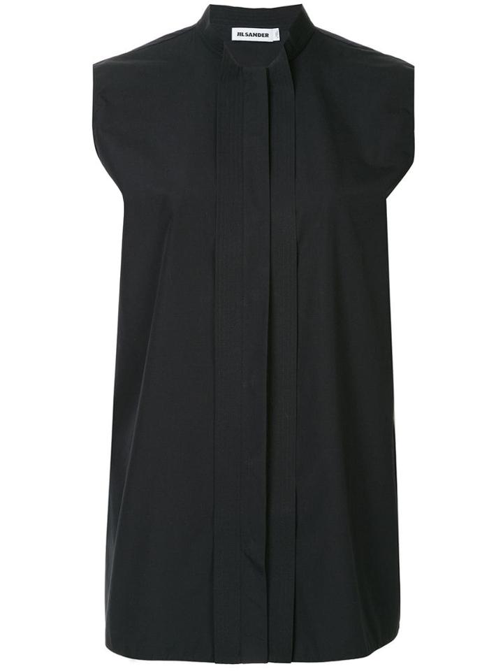 Jil Sander Sleeveless Band Collar Shirt - Blue