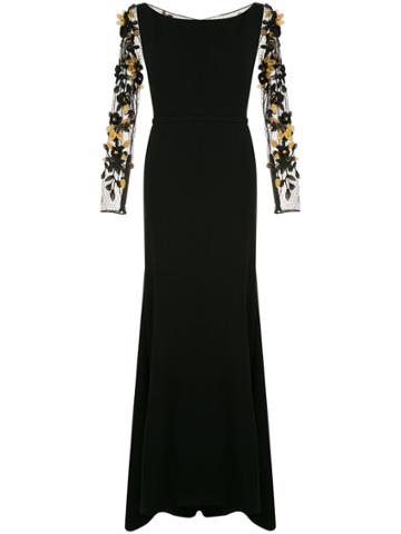Saiid Kobeisy Floral Embellished Evening Dress - Black