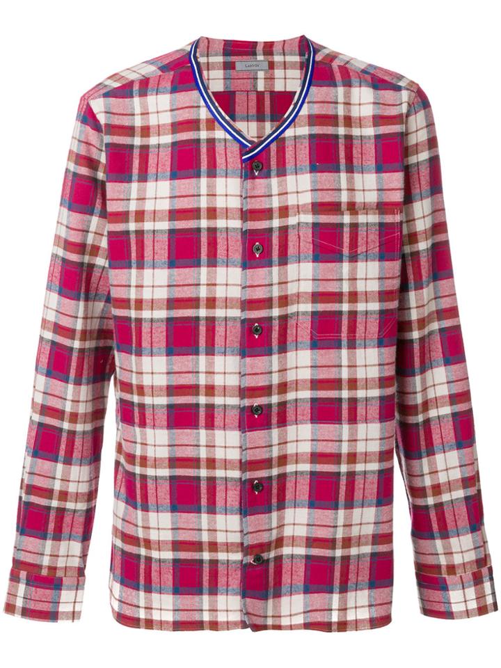 Lanvin Collarless Plaid Shirt - Multicolour