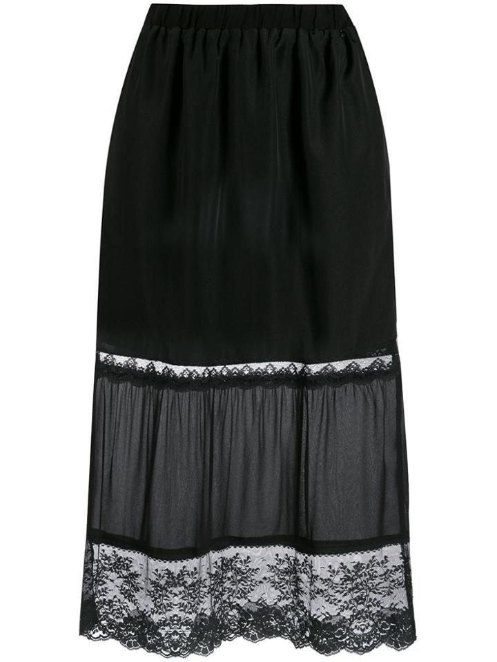 Twin-set Lace Detail Fitted Skirt - Black