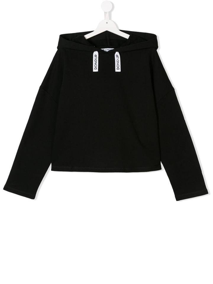 Dondup Kids Teen Logo Drawstring Hoodie - Black