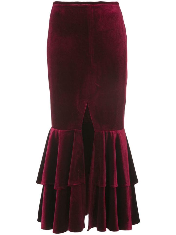 Patbo Ruffled Hem Midi Skirt - Red