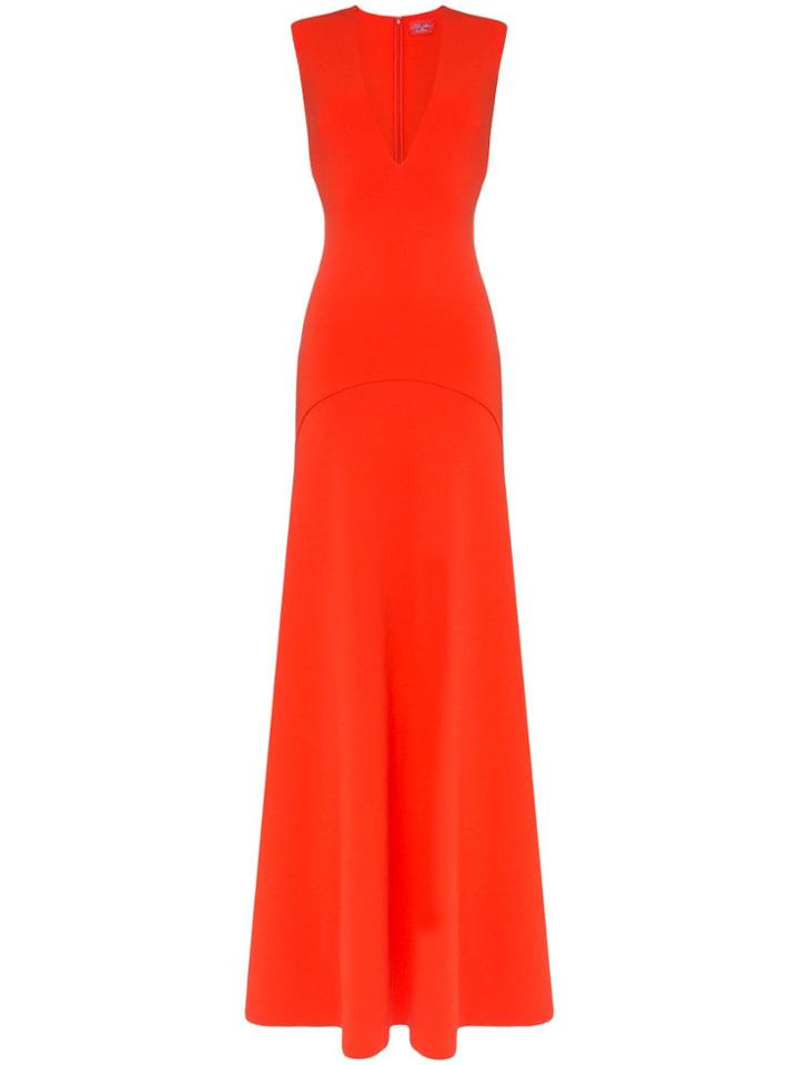 Solace London Seine Plunge Neck Flared Maxi Dress
