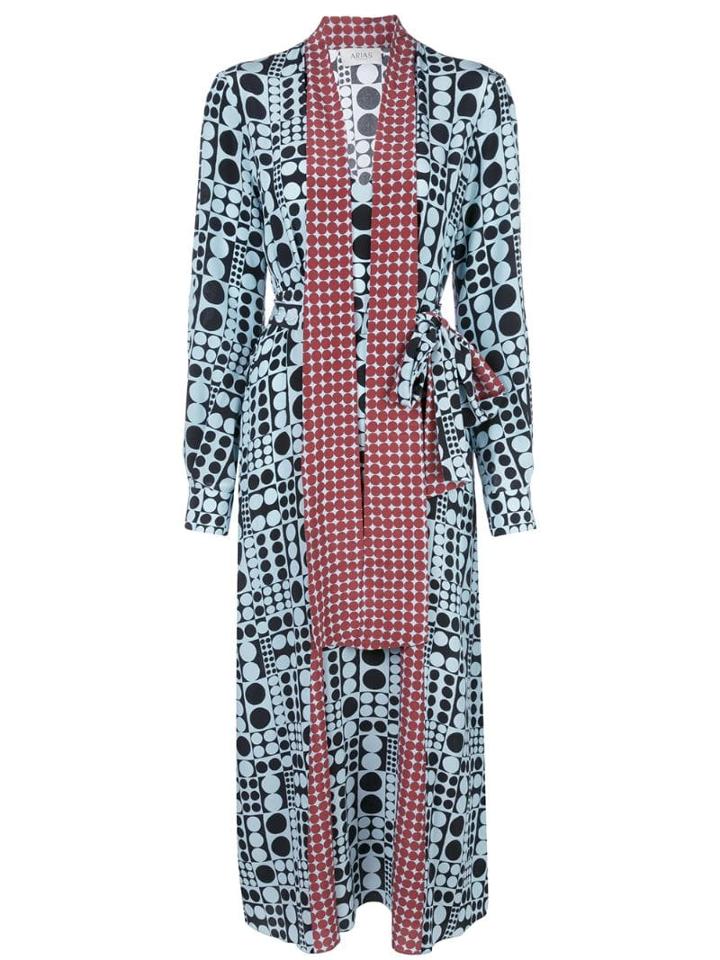 Arias Tie-neck Godet Dress - Blue