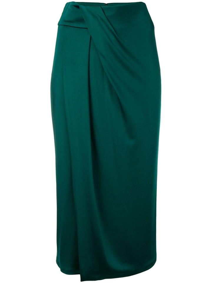 Cushnie Wrap Effect Midi Skirt - Green
