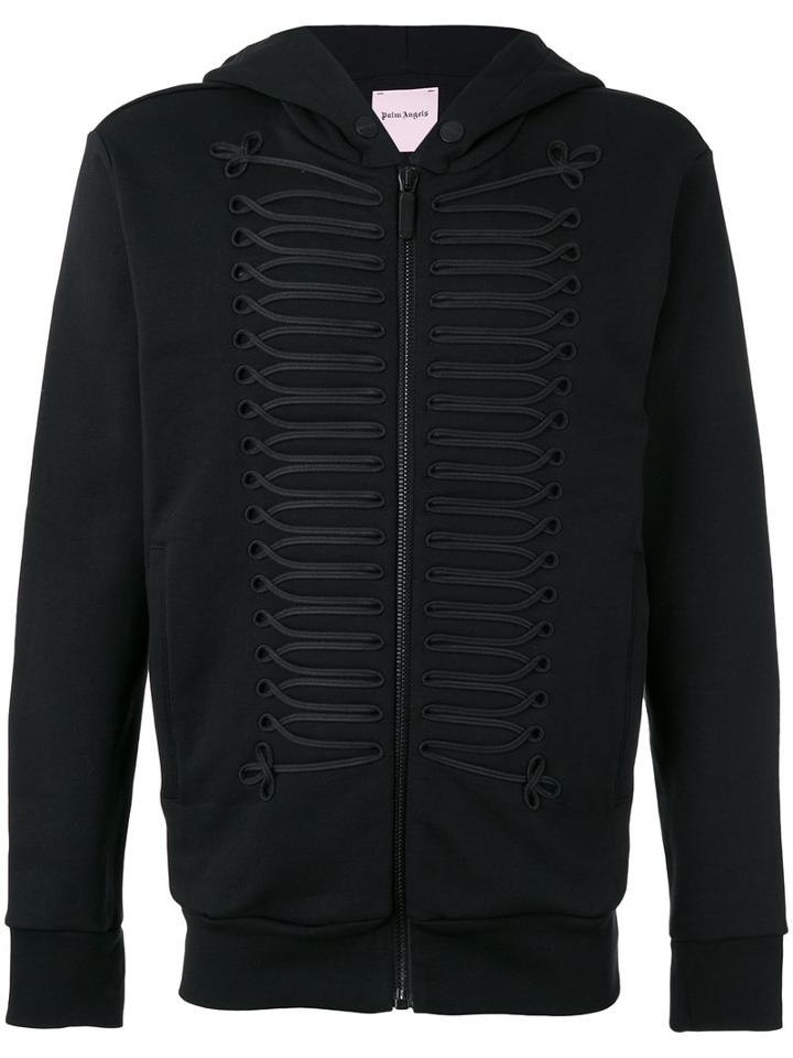 Palm Angels Frogging-trimmed Hooded Jacket, Men's, Size: Medium, Black, Cotton/polyester/metal (other)