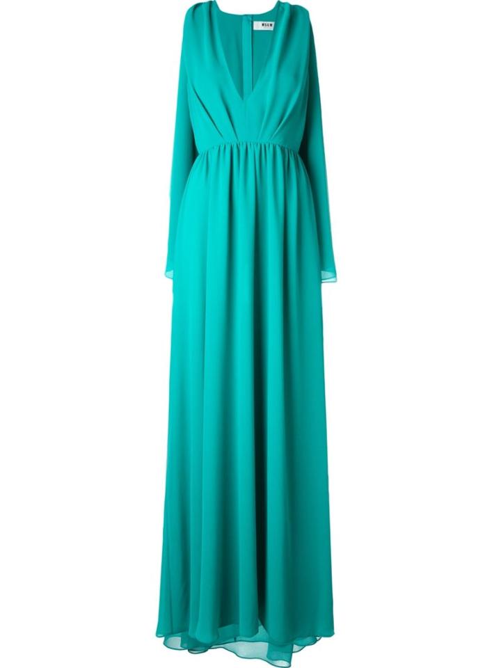 Msgm - Draped Evening Dress - Women - Polyester - 42, Blue, Polyester