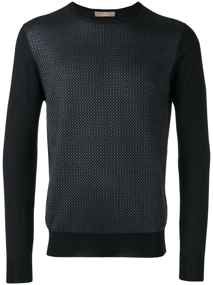 Cruciani Embroidered Knitted Sweater, Men's, Size: 52, Black, Cashmere/silk