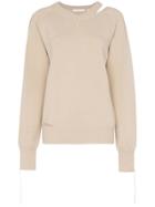 Helmut Lang V-neck Slash Detail Sweater - Neutrals