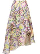 Delpozo Print Draped Midi Skirt - Pink & Purple