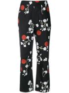 Isa Arfen Floral Print Cropped Trousers - Black