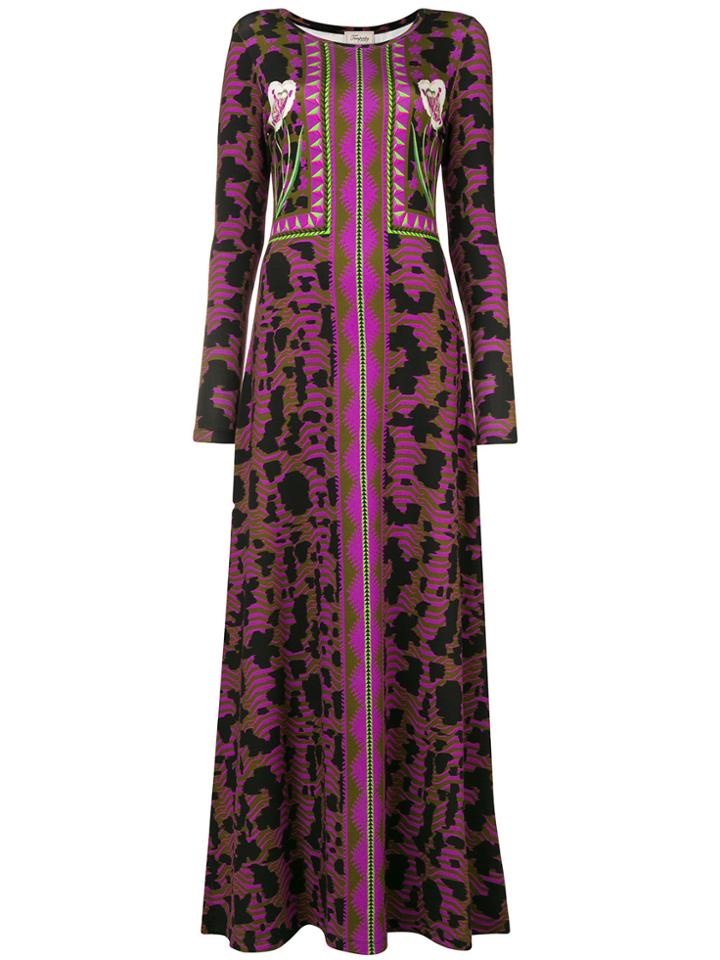 Temperley London Abstract Print Maxi Dress - Pink & Purple