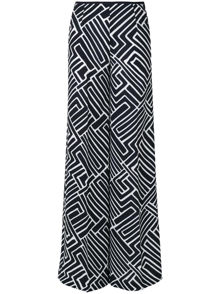 Pt01 Printed Flared Trousers - Blue