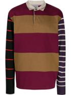 Lanvin Striped Panelled Polo Shirt - Brown
