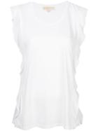 Michael Michael Kors - Ruffle Sleeveless T-shirt - Women - Cotton/polyester/modal - Xs, White, Cotton/polyester/modal