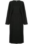 Sara Battaglia Cape-style Midi Dress - Black