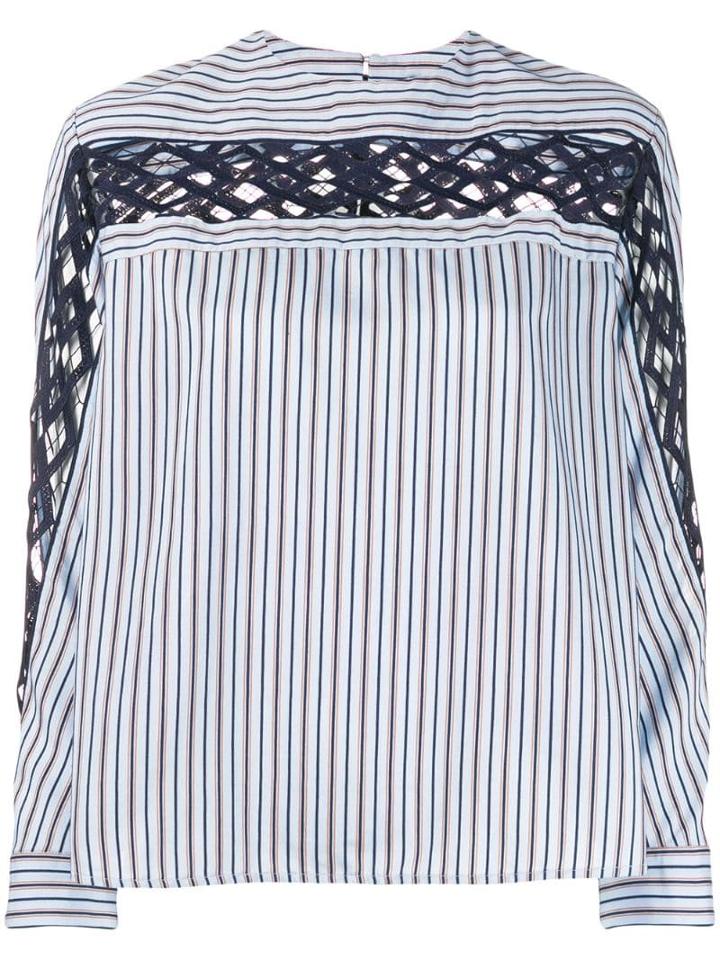 Sandro Paris Striped Embroidered Shirt - Blue