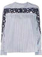Sandro Paris Striped Embroidered Shirt - Blue