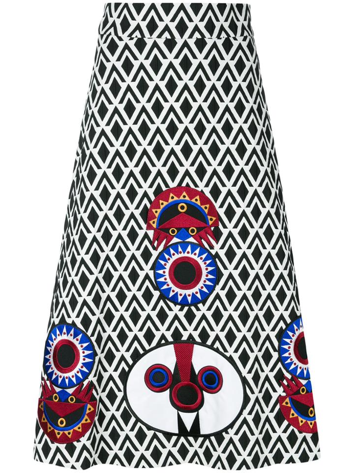 Katya Dobryakova Printed Midi A-line Skirt - Black