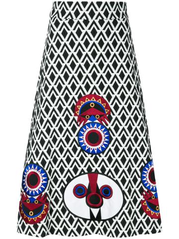 Katya Dobryakova Printed Midi A-line Skirt - Black