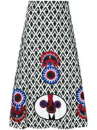 Katya Dobryakova Printed Midi A-line Skirt - Black