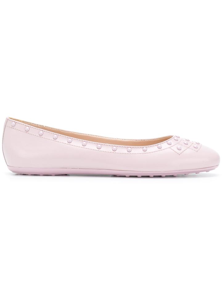 Tod's Stud-detail Ballerina Shoes - Pink & Purple