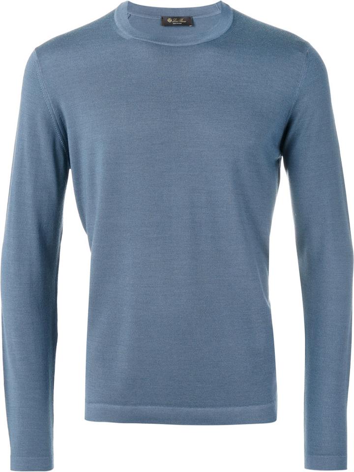 Loro Piana Plain Sweatshirt, Men's, Size: 52, Blue, Silk/virgin Wool
