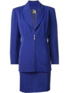 Claude Montana Vintage Skirt And Jacket Suit, Women's, Size: 42, Blue