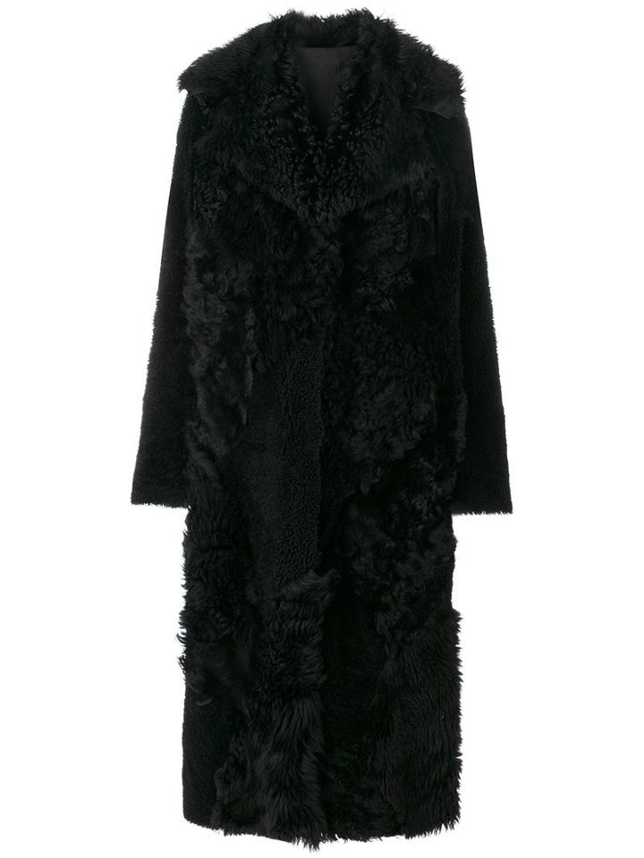Drome - Midi Fur Coat - Women - Leather/polyester/viscose - Xs, Black, Leather/polyester/viscose