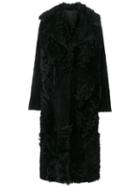 Drome - Midi Fur Coat - Women - Leather/polyester/viscose - Xs, Black, Leather/polyester/viscose