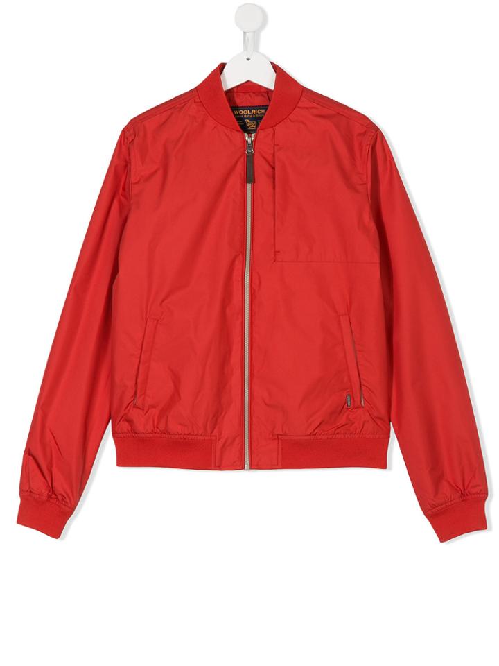 Woolrich Kids Long Sleeve Bomber Jacket - Red