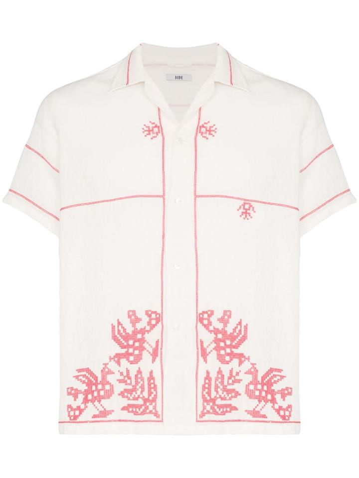 Bode Embroidered Bowling Shirt - White