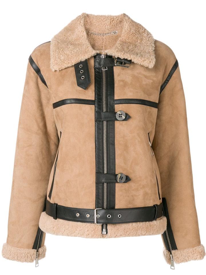 Victoria Victoria Beckham Shearling Fitted Jacket - Neutrals