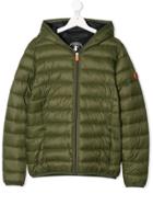 Save The Duck Kids Teen Hooded Padded Jacket - Green