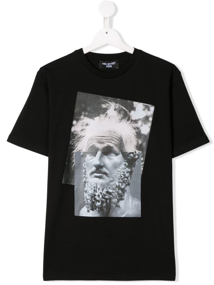 Neil Barrett Kids Teen Printed Bust T-shirt - Black