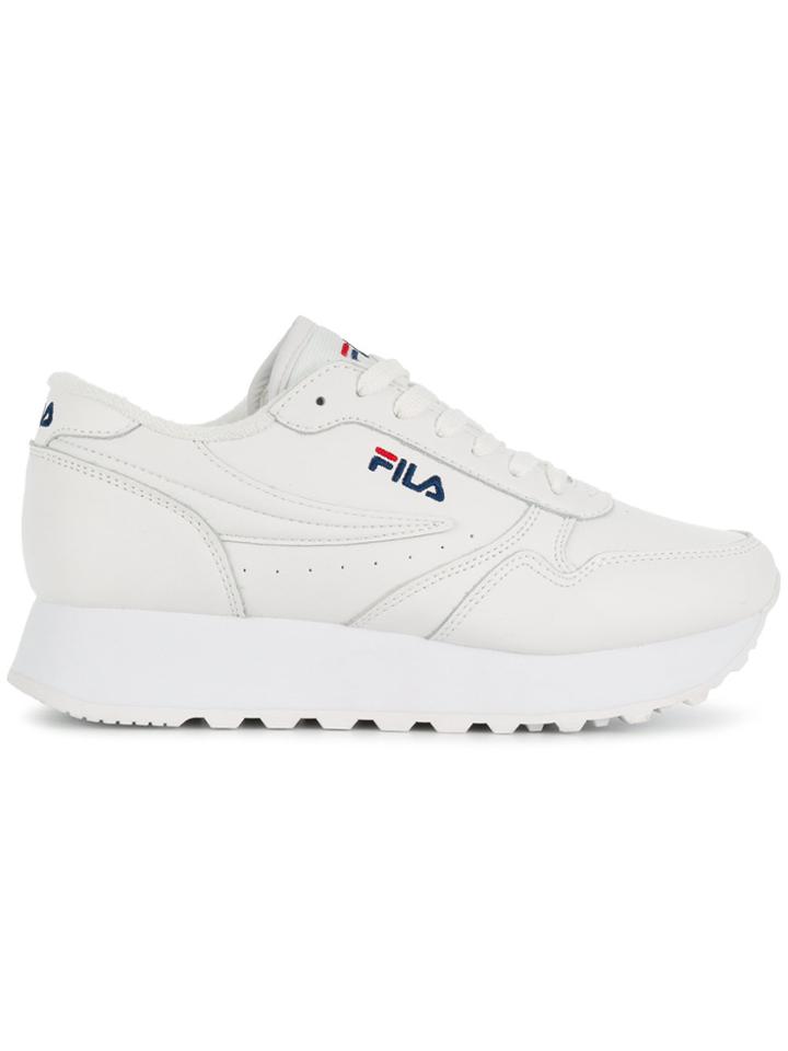 Fila Logo Print Flatform Sneakers - White