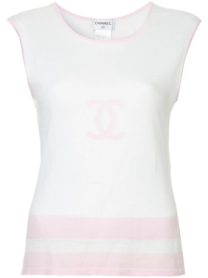 Chanel Vintage Interlocking Cc Sleeveless T-shirt - White